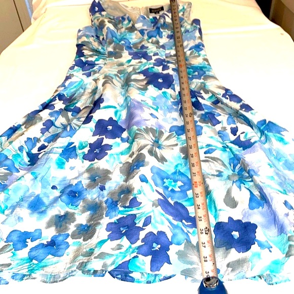 Women’s ADRIANNA PAPEL Rayon & Nylon Blue Sleeveless Sweetheart Midi Dress Sz 10 - Picture 8 of 12